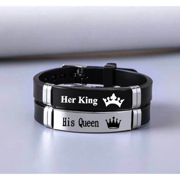 💚Her King/His Queen bracelet set 5 for $15 - Picture 2 of 9